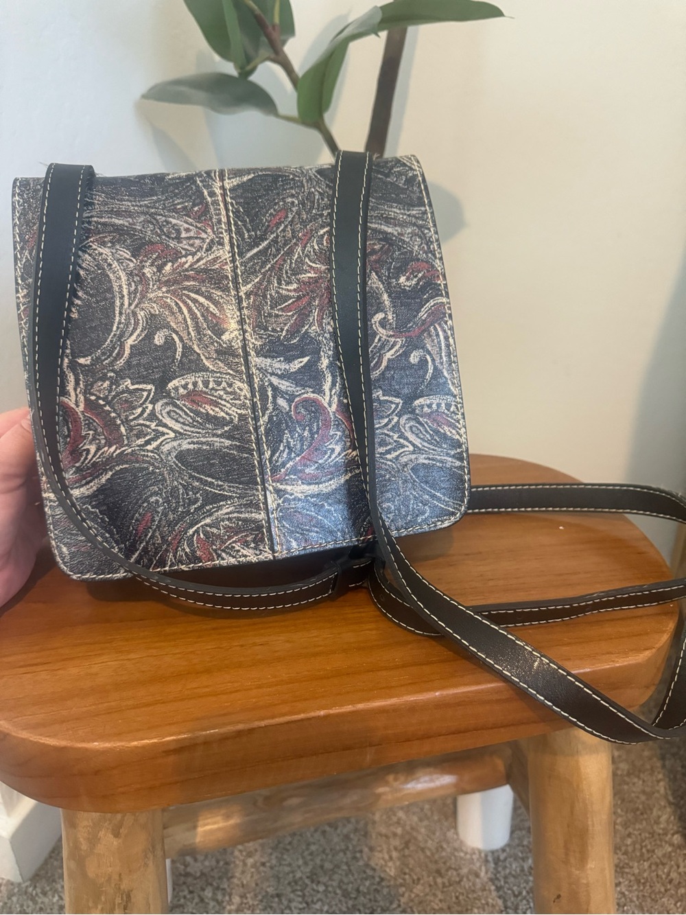 Patricia Nash Floral Paisley Crossbody in Black, Red, Cream